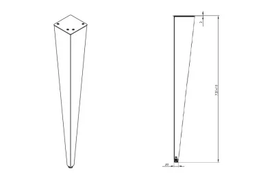 Нога для стола Милан, h.720, отделка черный бархат (матовый)
