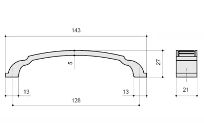 Ручка-скоба 128мм, отделка бронза античная