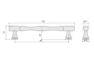 Ручка-скоба 96мм, отделка бронза темная Ручка-скоба 96мм, отделка бронза темная