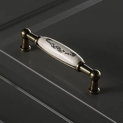 GTV: Мебельная фарфоровая ручка старое золото/золотой орнамент UP-WP0728-BX