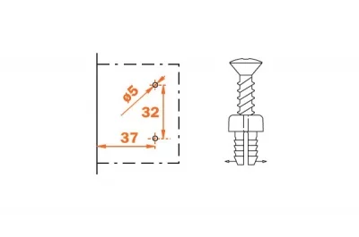 Ответная планка Н9 с дюбелем/шурупом, крестообразная