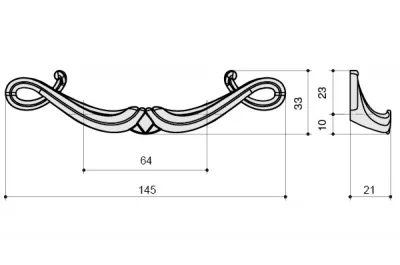 Ручка-скоба 64мм, отделка бронза античная "Флоренция"