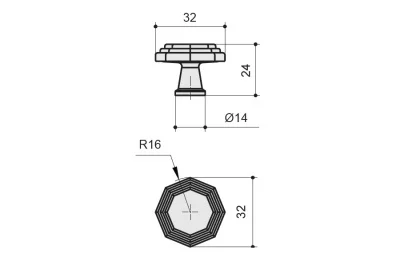 Ручка-кнопка, отделка железо античное черное: 10.819.B50