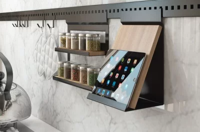 Полка для специй 2-х-уровневая, 556х75х320мм, отделка черный бархат (матовый)