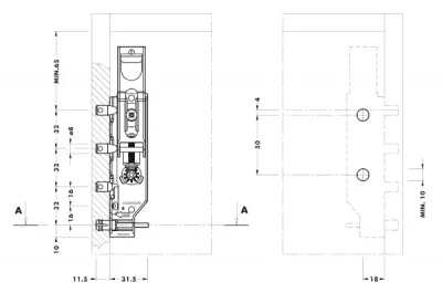 Подвеска полок скрытая с фиксатором, правая