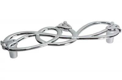 Ручка-скоба 128мм, отделка хром глянец + горный хрусталь