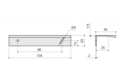 Ручка-скоба 96мм, отделка алюминий