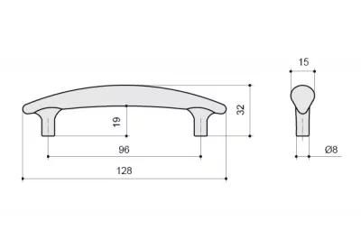 Ручка-скоба 96мм, отделка никель матовый