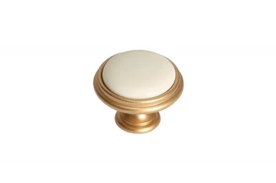 Ручка-кнопка, отделка золото матовое &quot;Милан&quot; + керамика: P77.Y01.00.MR8G