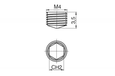 Винт для стяжки конической GN150.5, М4х3,5 под ключ CH.2, отделка черный