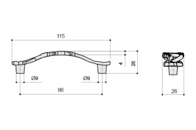 Ручка-скоба 96мм, отделка бронза "Орваль"