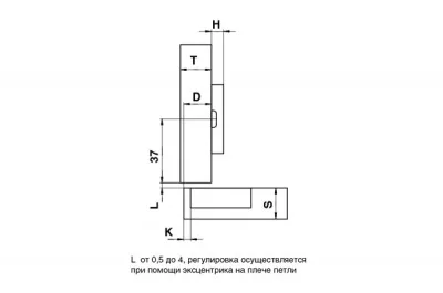 Петля 165 накладная с доводчиком, 48мм, Clip-on (cam), отделка никель
