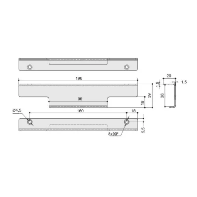 Ручка-профиль накладная 196мм, отделка черный бархат (матовый)