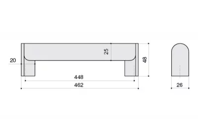 Ручка-скоба 448мм, отделка никель матовый шлифованный + сталь нержавеющая шлифованная