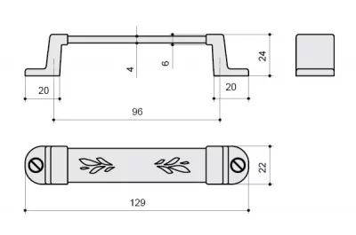 Ручка-скоба 96мм, отделка бронза