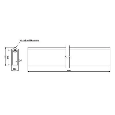 GTV: ШТАНГА ГАРДЕРОБНАЯ ПРЯМОУГОЛНАЯ с антискользящей вставкой 12X32mm толш. 1,5mm l=3m, цвет белый: WG-RRPS300-10
