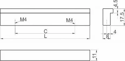GTV: Ручка алюминиевая UA-A6 C=320, алюминий UA-AA-06-320