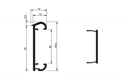 Профиль-база для столешниц Н40, нержавейка, L=3900