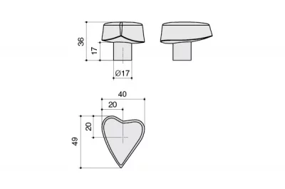 Ручка-кнопка, отделка алюминий полированный + смола