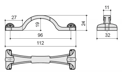 Ручка-скоба 96мм, отделка серебро античное