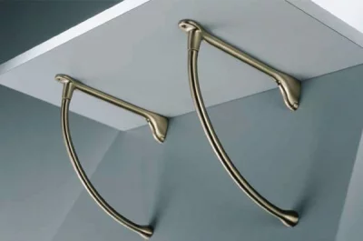 Менсолодержатель "Изогнутый", отделка никель шлифованный, комплект 2 штуки