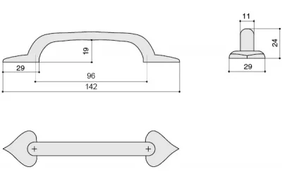 Ручка-скоба 96мм, отделка железо