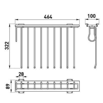 GTV: Вешалка для брюк - БОКОВОЙ КРЕПЕЖ левый 330x467x100 WW-WSLO00-01
