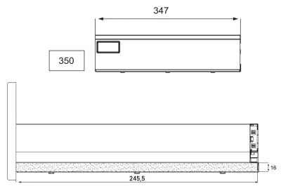Боковина для ящика H.90 L=350, левая, отделка серая