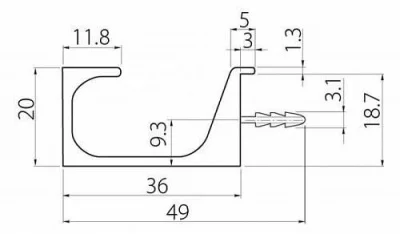 GTV: Профиль набивной С, L=3,5 м, анодирован, цена за 3,5м PA-0242-35-50