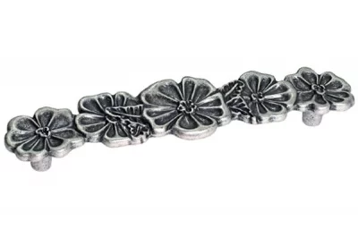 Ручка-скоба 128мм, отделка старое серебро с блеском