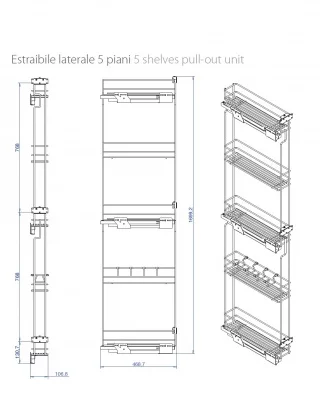 Vibo: ELQGM155SXPRPC Выдвижная колонна ВИБО 150 мм, левая