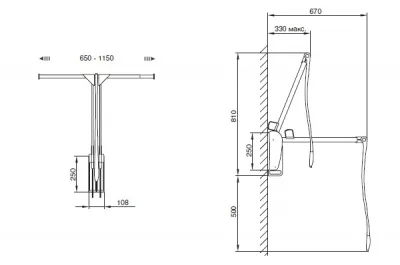 Лифт для одежды Otto, настенный, отделка серая