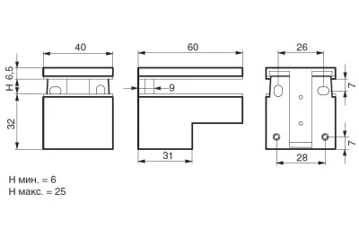 Менсолодержатель, отделка алюминий, комплект 2 штуки