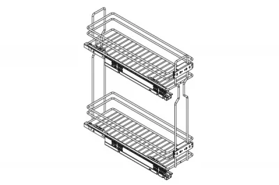Сетка в базу 200 выдвижная с доводчиком, отделка хром