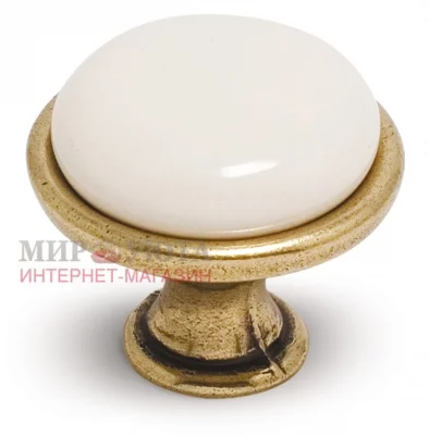 Ручка-кнопка D28мм бронза состаренная/керамика: GP190AB/MLK