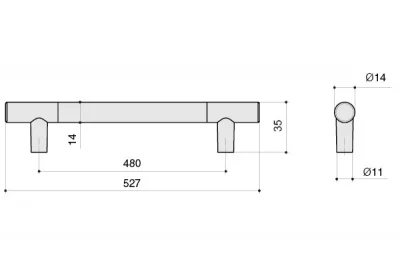 Ручка-скоба 480мм, отделка никель матовый