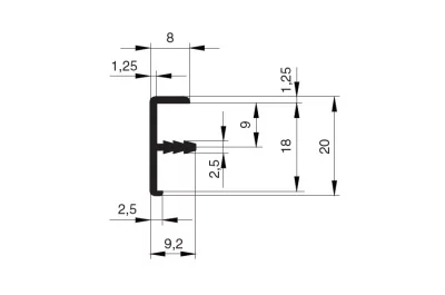 Профиль кромочный под пропил для 18мм, L=3000мм, отделка бронза