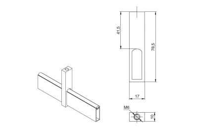 Linear Держатель штанги 10х30 центральный, отделка серый металл