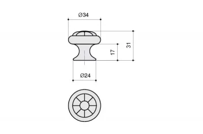 Ручка-кнопка, отделка бронза + вставка