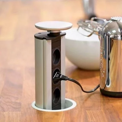 GTV: Удлинитель для офиса - Разъем расширения рабочего стола Schucko х3, 230V AC, 16A. 3600W, 1,8м провод, Алюминиум AE-BPW3GS-80