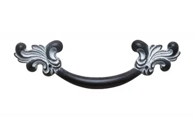 Ручка-скоба 96мм, отделка черненое железо с белой патиной