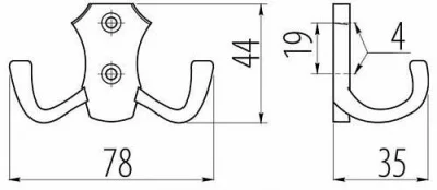 GTV: Мебельный крючок K-24 B0, старое золото WZ-B0-K24-04