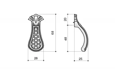 Ручка-кнопка, отделка серебро старое