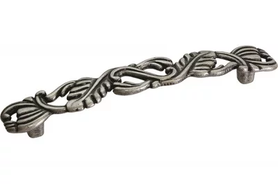 Ручка-скоба 128мм, отделка старое серебро с блеском