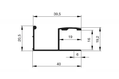Профиль-ручка SP16.02 для 16мм, L=5400мм, отделка алюминий анодированный