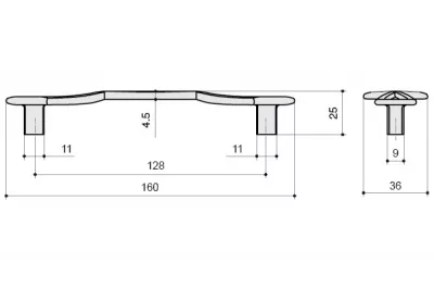 Ручка-скоба 128мм, отделка серебро античное: 9.1358.0128.17
