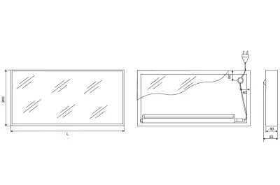 Полка-светильник Just-50, 450х300 мм, 8W (6400 K) алюминий натуральный + стекло