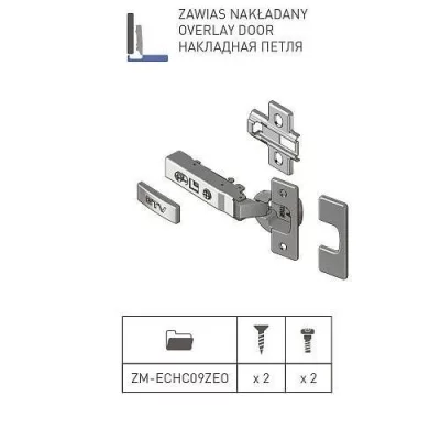 GTV: Петля накладная GTV Prestige самозакрывающаяся с евро шурупом ZM-ECHC09ZEO