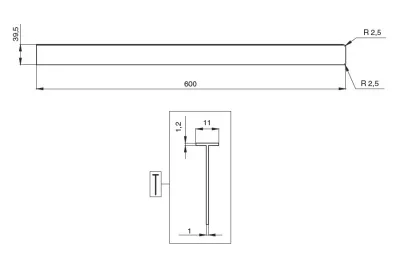 Профиль R2,5 стыковочный 90&quot; и соединительный для столешницы Н.38,8, алюминий