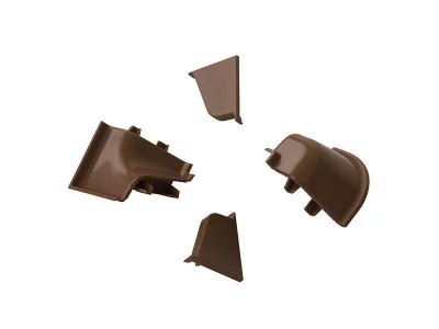 Комплект соединителей овального пристеночного бортика (VER%/35), (4ч.:2 загл., 90°внут.+90°внеш.)пластик, коричневый 96138
